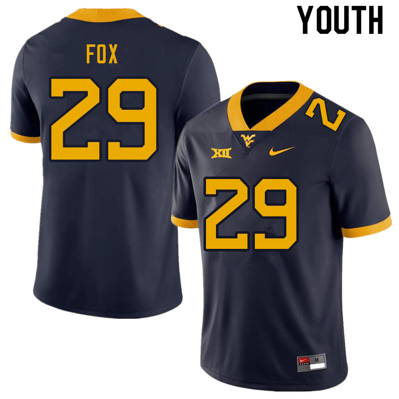 NCAA Youth Preston Fox West Virginia Mountaineers Navy #29 Nike Stitched Football College Authentic Jersey CV23M41IL